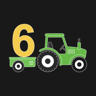 Kids 6th Birthday Boys Tractor Farmer Birthday T-Shirt