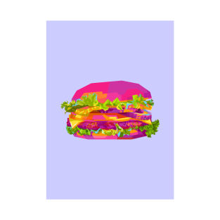 Burger Pop Art Blue Bg T-Shirt