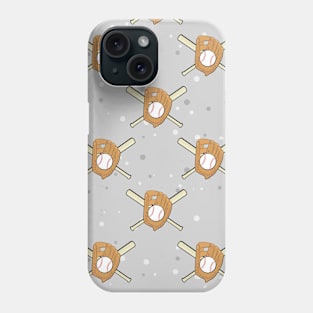 Baseball Symbols - Seamless Pattern on Grey Background Phone Case