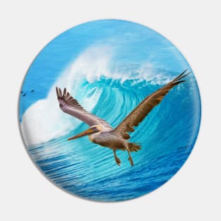 Brown Pelican Wings and Waves Pin