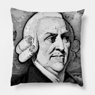 Adam Smith Black And White Portrait | Adam Smith Artwork Pillow