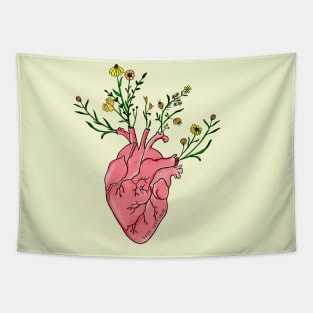 Love Yourself human heart with flowers Tapestry