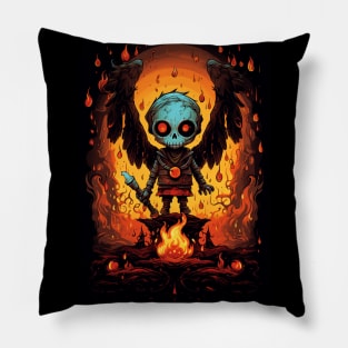 Skull with wings and holding a fireball Pillow