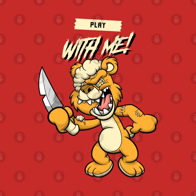 Cute Retro "Play With Me!" Evil Teddy Bear by TOXiK TWINS