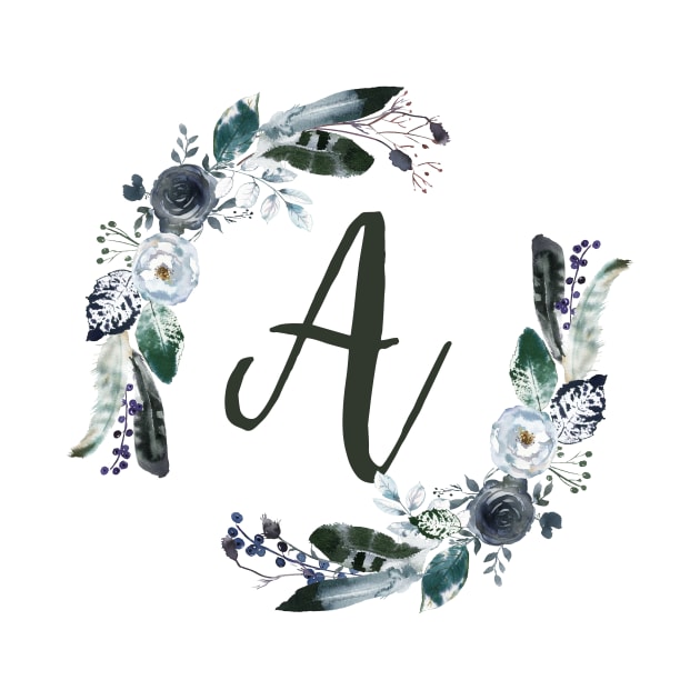 Floral Monogram A Dark Bohemian Flora by floralmonogram