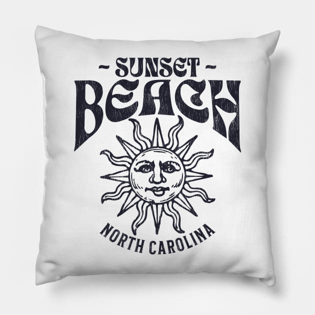 Sunset Beach, NC Summertime Vacationing Watchful Sun Pillow by Contentarama