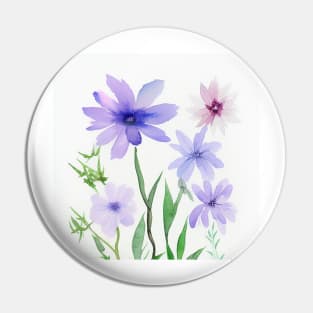 Blue Watercolor Flower Pin