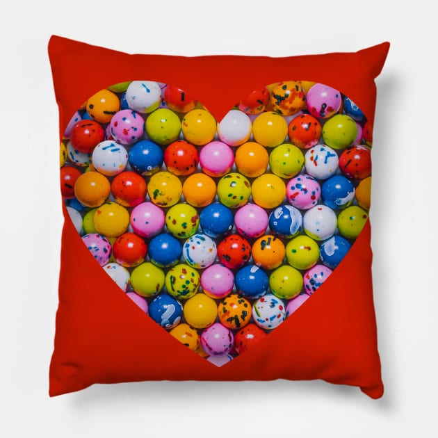 Vintage Jawbreaker Candy Photo Heart Pillow by love-fi