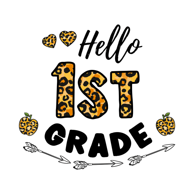 Hello 1st Grade Leopard Back To School by Centorinoruben.Butterfly