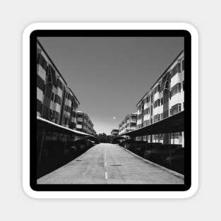 Nostalgic Apartment Buildings Black and White Photography Design Magnet