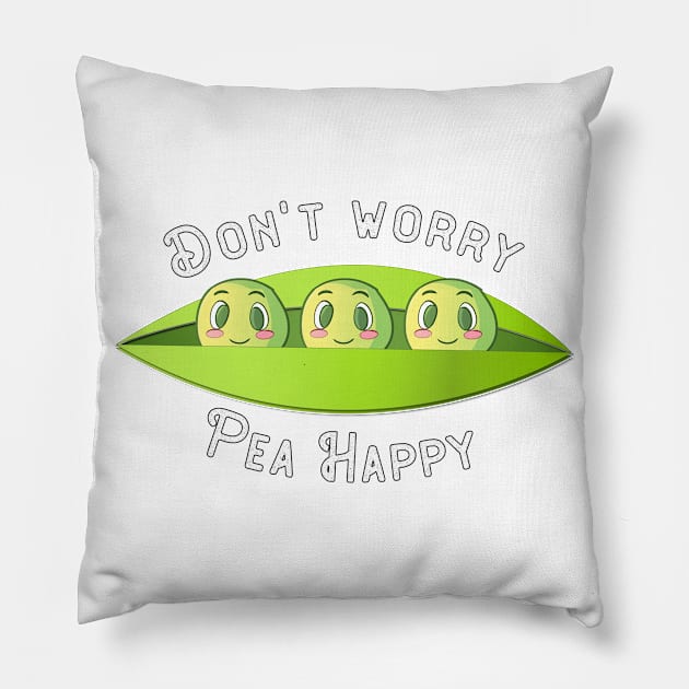 Pea Happy | Vegan Vegetarian Plant Based Animal Welfare Pillow by MGO Design