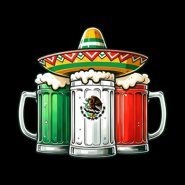 Mexico Beer Mexican Flag Sombrero Hat Cinco De Mayo by Sun Do Gan