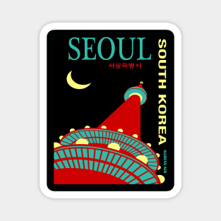 Seoul South Korea Vintage Travel and Tourism Advertising Print Magnet