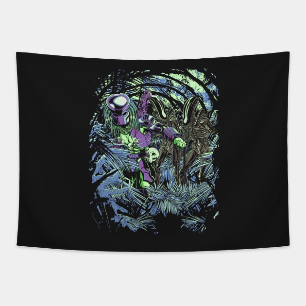 Welcome to the jungle Predator (neon) Tapestry by JCMaziu