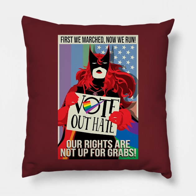 Nasty Bat Woman Pillow by CuddleswithCatsArt