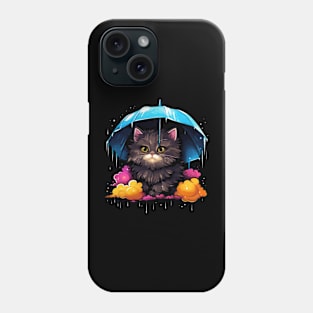 Persian Cat Rainy Day With Umbrella Phone Case