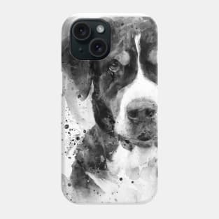 Black and White Half Faced Bernese Mountain Dog Portrait Phone Case