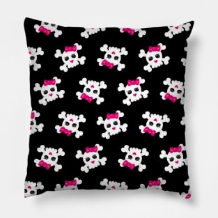 Skulls Pink Black Punk Rock Girl Pillow