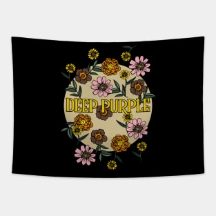 Deep Purple Name Personalized Flower Retro Floral 80s 90s Name Style Tapestry