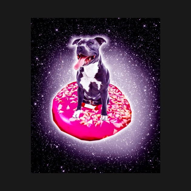 Outer Space Galaxy Dog Riding Doughnut by Random Galaxy