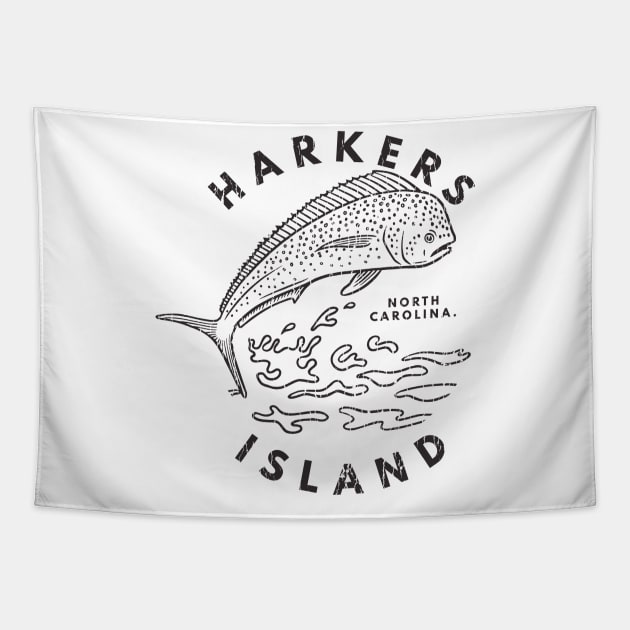 Harkers Island, NC Summertime Vacationing Mahi Mahi Big Head Fish Tapestry by Contentarama