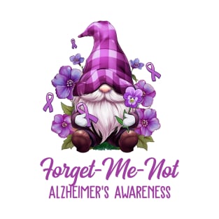 Forget Me Not Purple Alzheimer's Awareness Gnome Flower T-Shirt