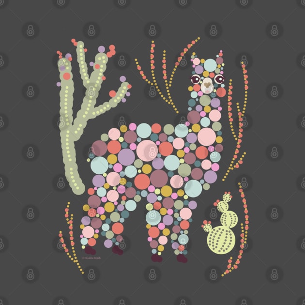 Pretty Alpaca Animal Dots Bubbles Circles Cactus Graphic Design by DoubleBrush