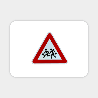 Triangular warning 'children crossing' school road traffic sign Magnet