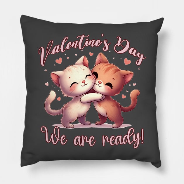 Valentine's Day, We are ready: Playful Love in Black, White, and Red Pillow by PopArtyParty