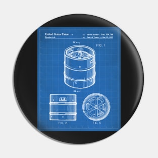 Beer Keg Patent - Beer Lover Craft Ale Art - Blueprint Pin