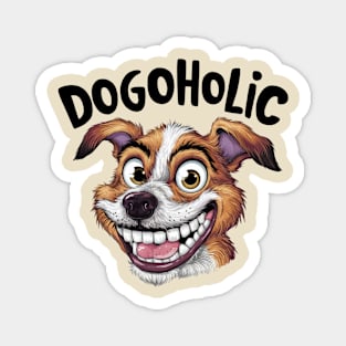 Funny Dogoholic Big Smile Cartoon for Dog Lovers Magnet