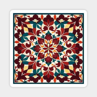 Floral Tile Pattern - Art Deco Abstract Design Magnet