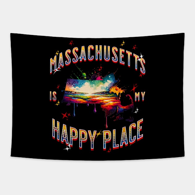 Massachusetts is my Happy Place Tapestry by HSH-Designing