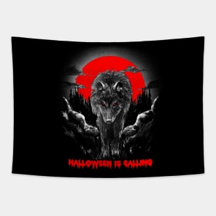 Halloween Is Calling WOLF Tapestry