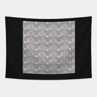 Grey and Pink Mod Blooms Tapestry