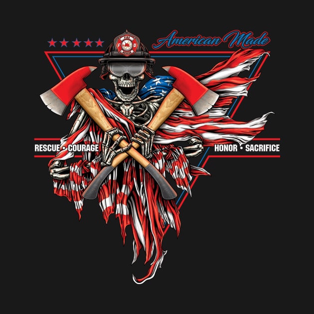 American Made Firefighter Skull by Fine Design Creative