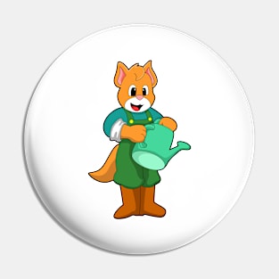 Cat as Farmer with Watering can Pin