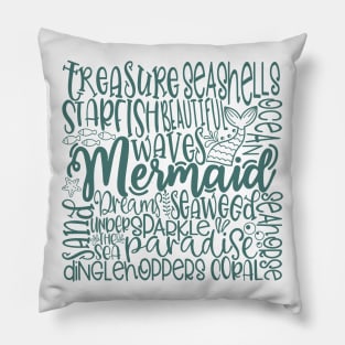 Mermaid Word Cloud Pillow