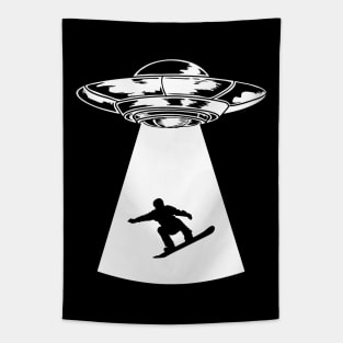 Snowboarding With UFO Tapestry