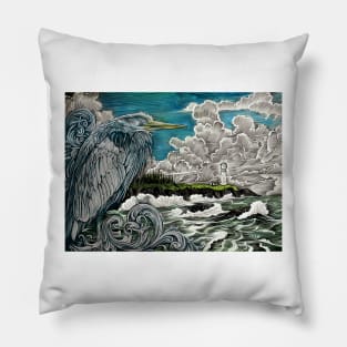 Seaside Heron Pillow