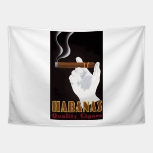 Habanas Quality Cigars - Art Deco Advertising Poster Tapestry