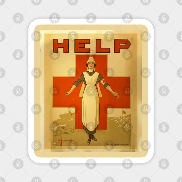 Nurse Help World War Vintage Poster Magnet by Mandra