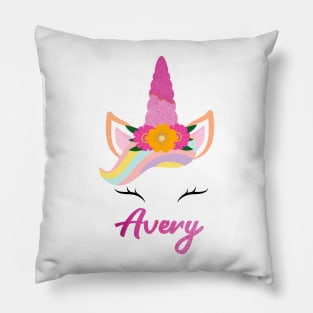 Name Avery unicorn Pillow