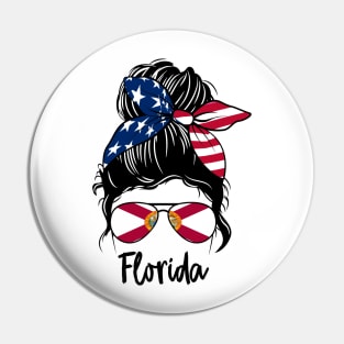 Florida girl Messy bun , American Girl , Florida Flag Pin