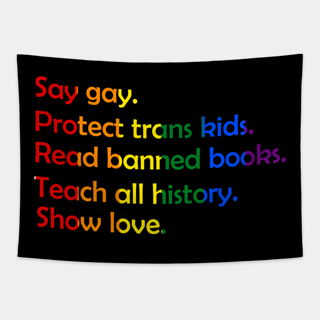 say gay protect trans kids read books Tapestry by marisamegan8av