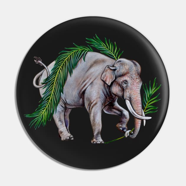 Asian Elephant with Palm Fronds Pin by Pip Tacla