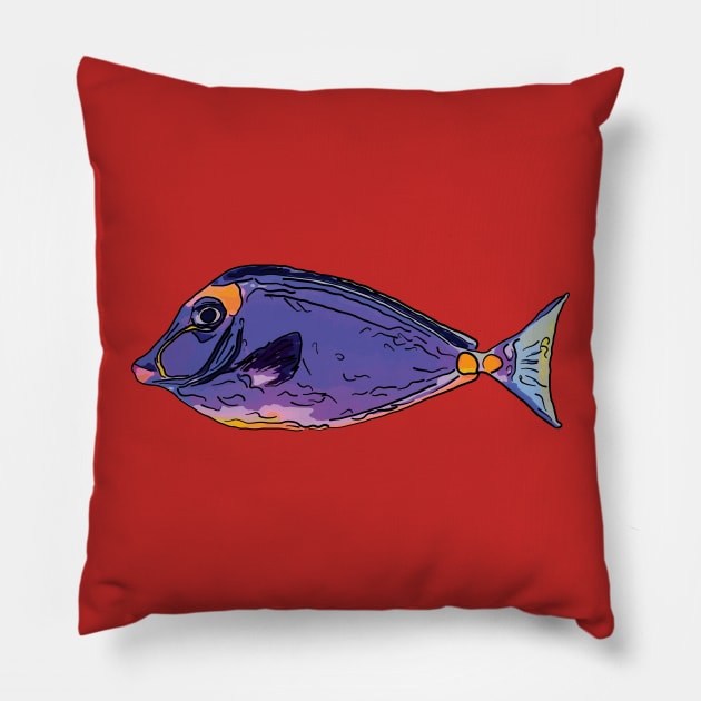 Cute Blue Tang Fish Pillow by ardp13