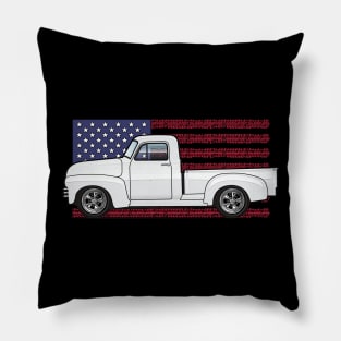 White Truck USA Flag Pillow