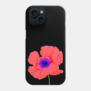 Digital Colored Poppy Flower Sketch Pocket Version (MD23Mrl003) Phone Case