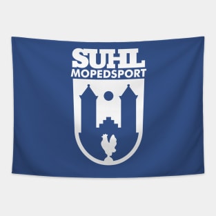 Suhl Mopedsport Schwalbe Logo (white) Tapestry